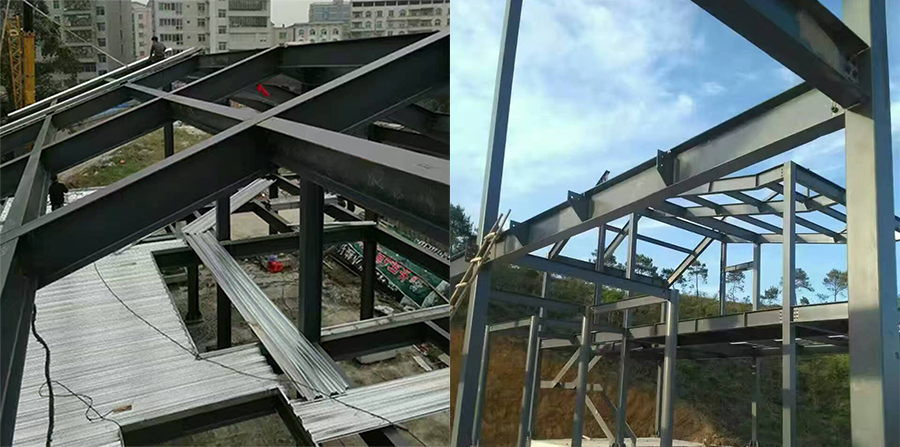 Steel structure construction site