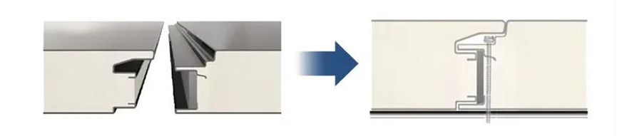 PU wall sandwich panel overlapping method
