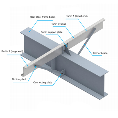 Roof Purlin Installation Axonometric View