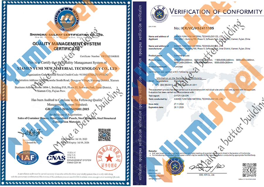 Container house certificate