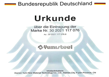 Logotipo de Yumisteel registrado con éxito en Alemania